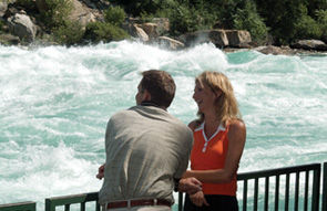 A couple viewing the rapids in the lower Niagara River