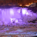 
                        American Falls in Winter with purple lights