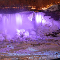 
                        American Falls in Winter with purple lights